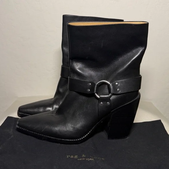 rag & bone leather Rio Western Ankle Boot 40 / US 10